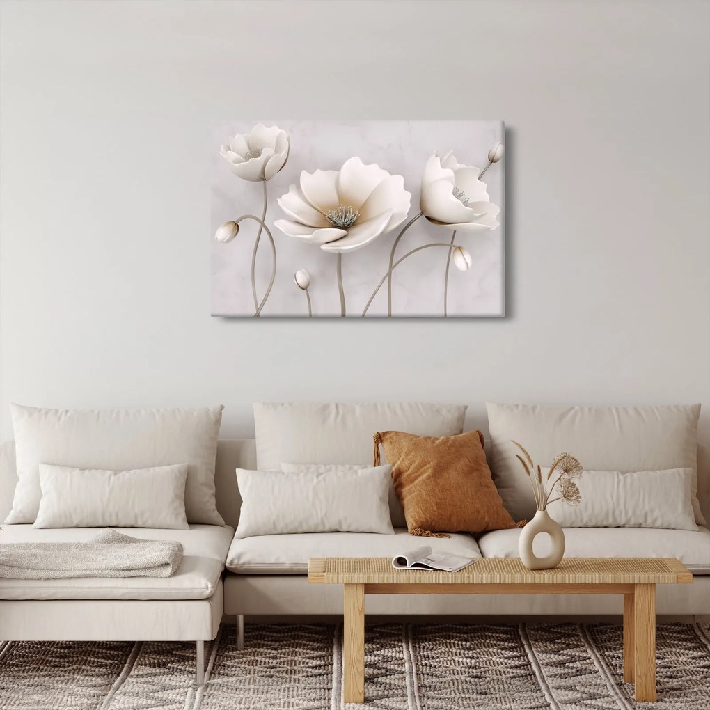 Fehér virágok képe (90x60 cm)