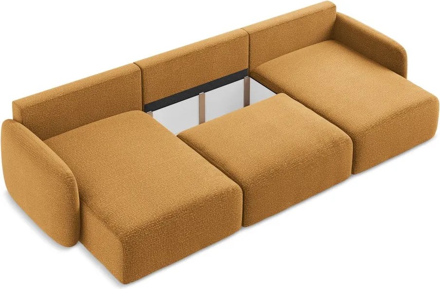 Narancssárga kinyitható-tárolóhelyes sarokkanapé Kalena – Makamii