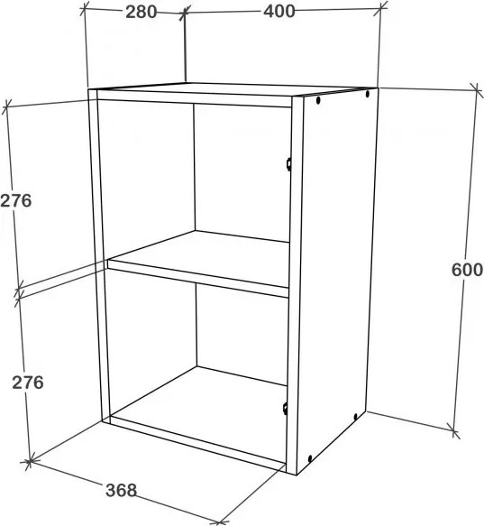 Benita 1 ajtós Üveges Felső konyhaszekrény Sonoma Tölgy-Fehér 40x30x60 cm N