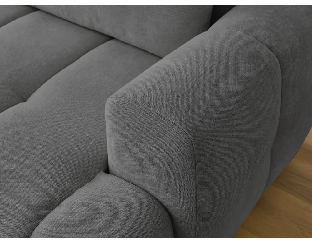 Sötétszürke kinyitható-tárolóhelyes sarokkanapé (bal oldali-heverő résszel) Fuji – Bobochic Paris