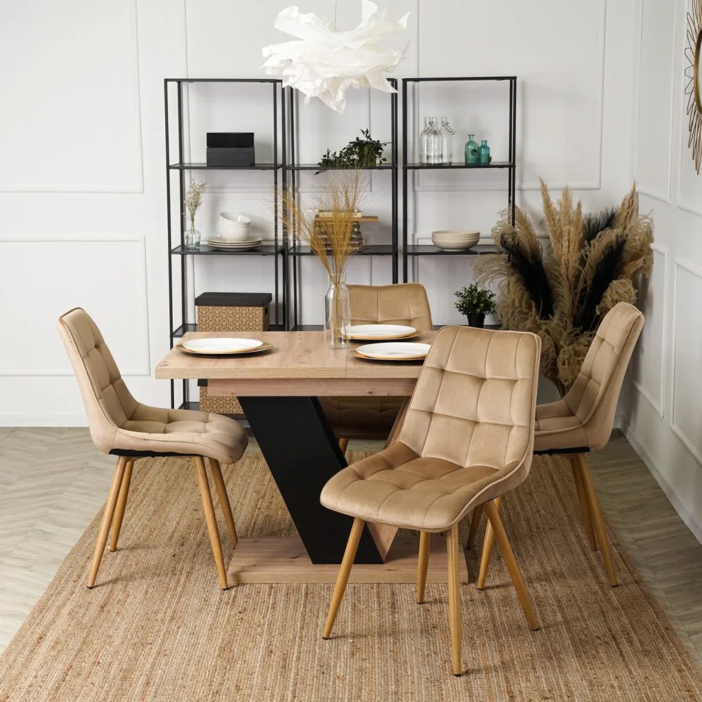 Bővíthető étkezőasztal 120–160 cm Artisan tölgy / fekete színkombinációban – CLARK