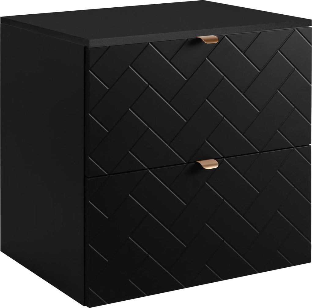 Fürdőszoba szekrény mosdó alá akasztható 60-as fekete Mdf halszálka Asztallap