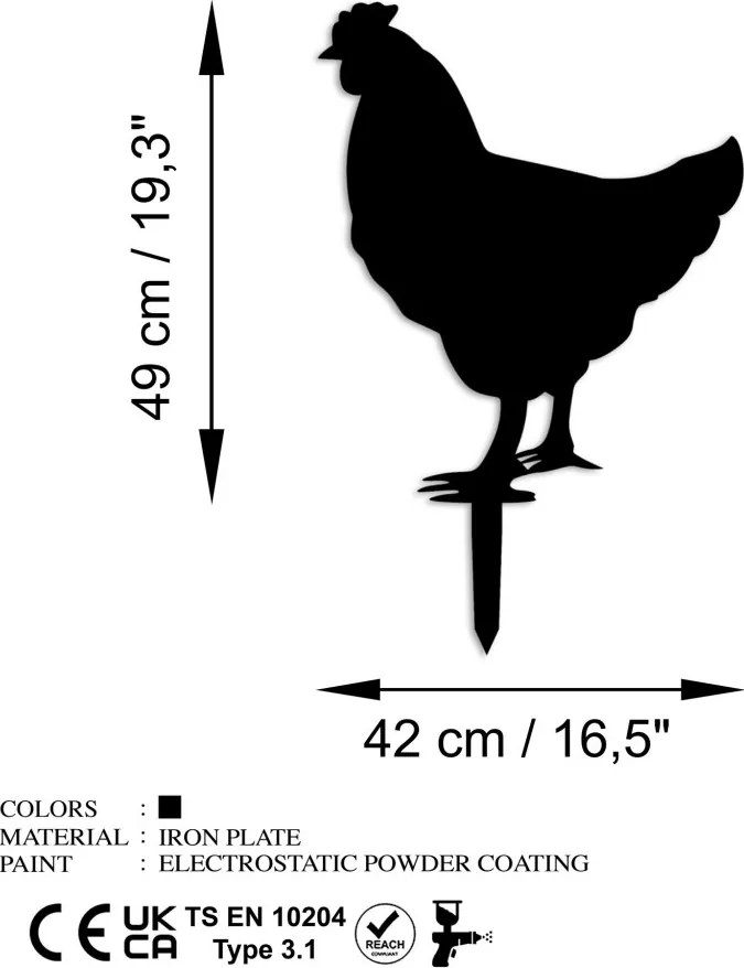 Chicken fém kerti dísztárgy, 64×42 cm – TR565TNL1263