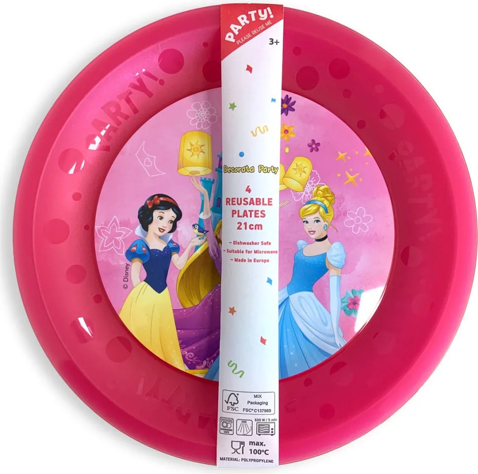 Disney Hercegnők Live Your Story micro prémium műanyag lapostányér 4 db-os szett 21 cm