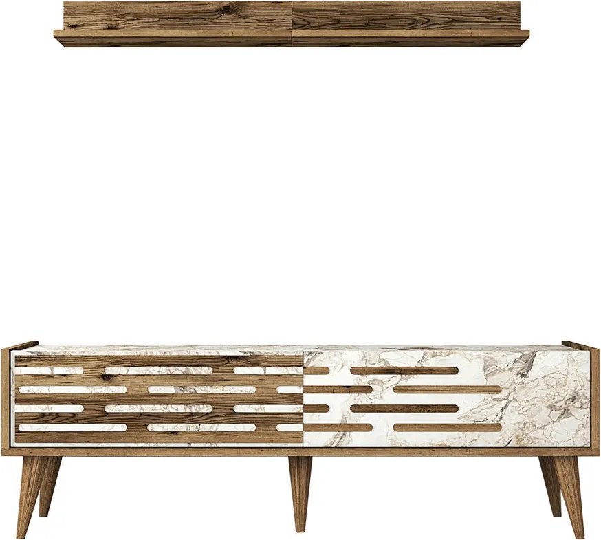 Valensiya TV-állvány, dió-fehér, 140 cm – TR845HCT5386