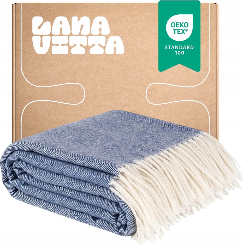 Steppe Gyapjú Takaró 100% Ausztrál Gyapjú Merinó Kék 140х200 cm