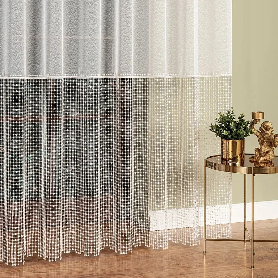 Függöny Gipsz Applikációval Napellenzőre 280cm fehér, krémszínű aljjal