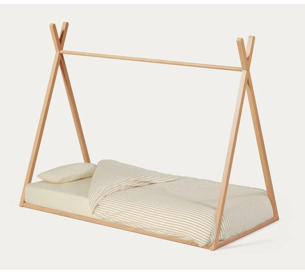 Natúr színű bükkfa házikó alakú gyerekágy ágyráccsal 90x190 cm Maralis – Kave Home