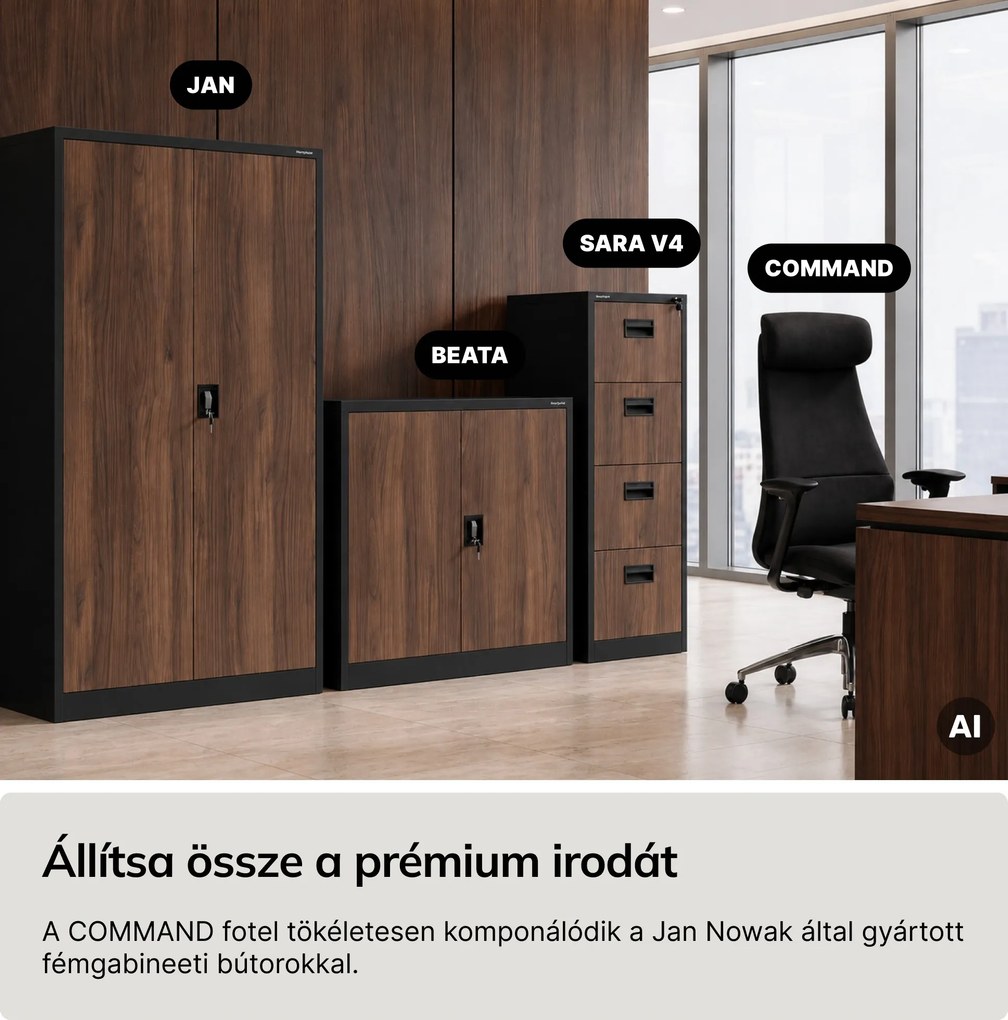 Irodai fotel kárpitozott vezetői fekete: COMMAND