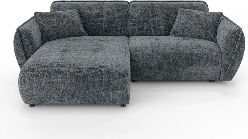 Sötétszürke zsenília sarokkanapé (bal oldali-heverő résszel) Nelia – Ropez