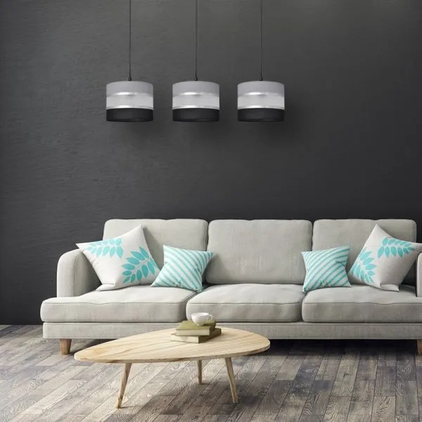 Csillár zsinóron HELEN 3xE27/15W/230V fekete/szürke/ezüst