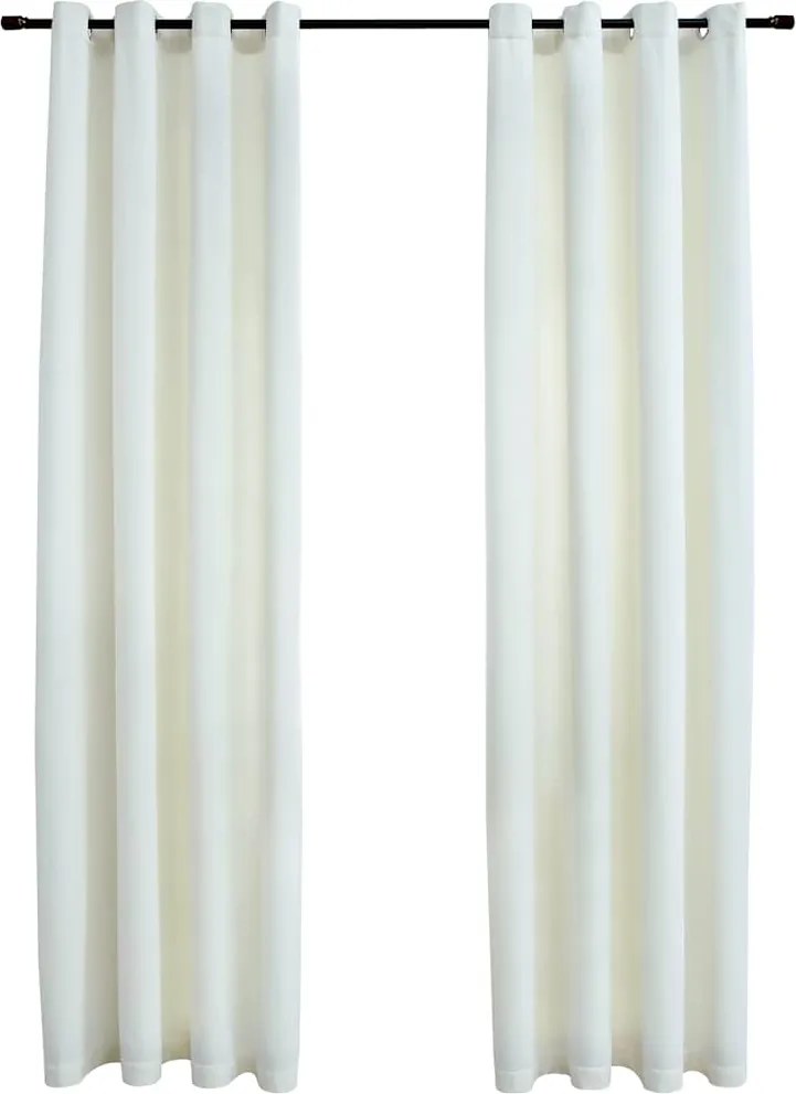 vidaXL 2 db krémszínű bársony sötétítőfüggöny gyűrűkkel 140 x 245 cm