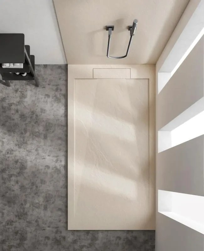 AREZZO design STONE pala hatású öntött márvány zuhanytálca, 120x90 cm-es, beige (2 doboz)