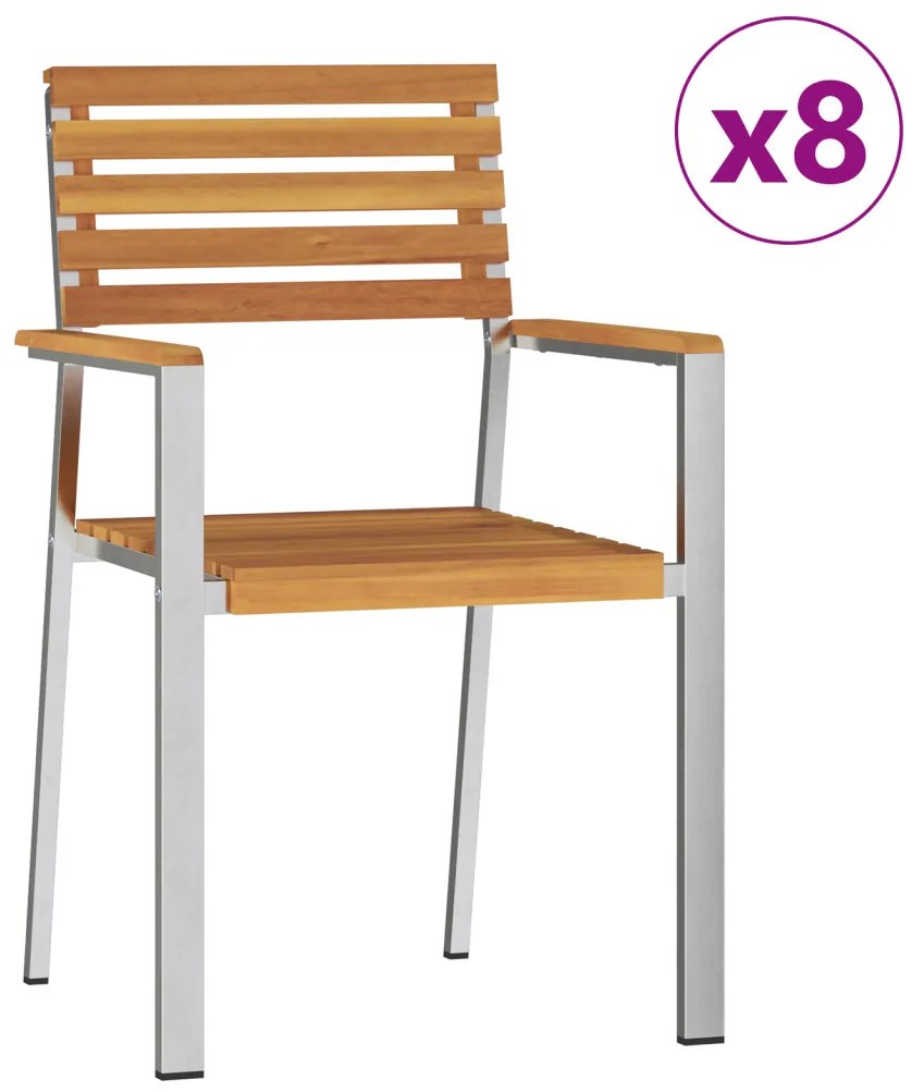 Összecsukható kerti székek 8 db 54.5x56x89 cm Tömör akácfából