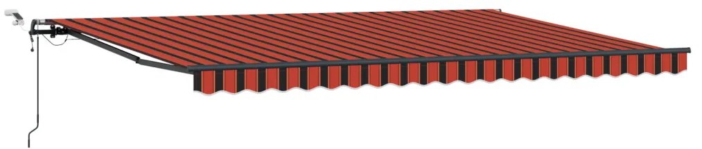 Automatikus Behúzható Napellenző LED világítással narancssárgában és barnában, 500x300 cm
