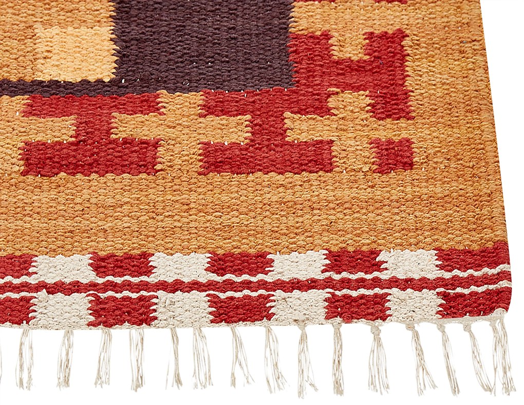 Színes kilim gyapjúszőnyeg 160 x 230 cm PARAKAR Beliani