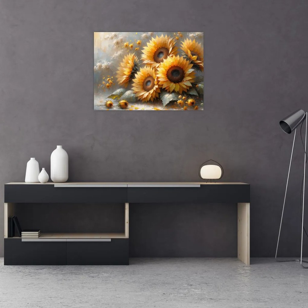 Kép - Napraforgók festménye (70x50 cm)