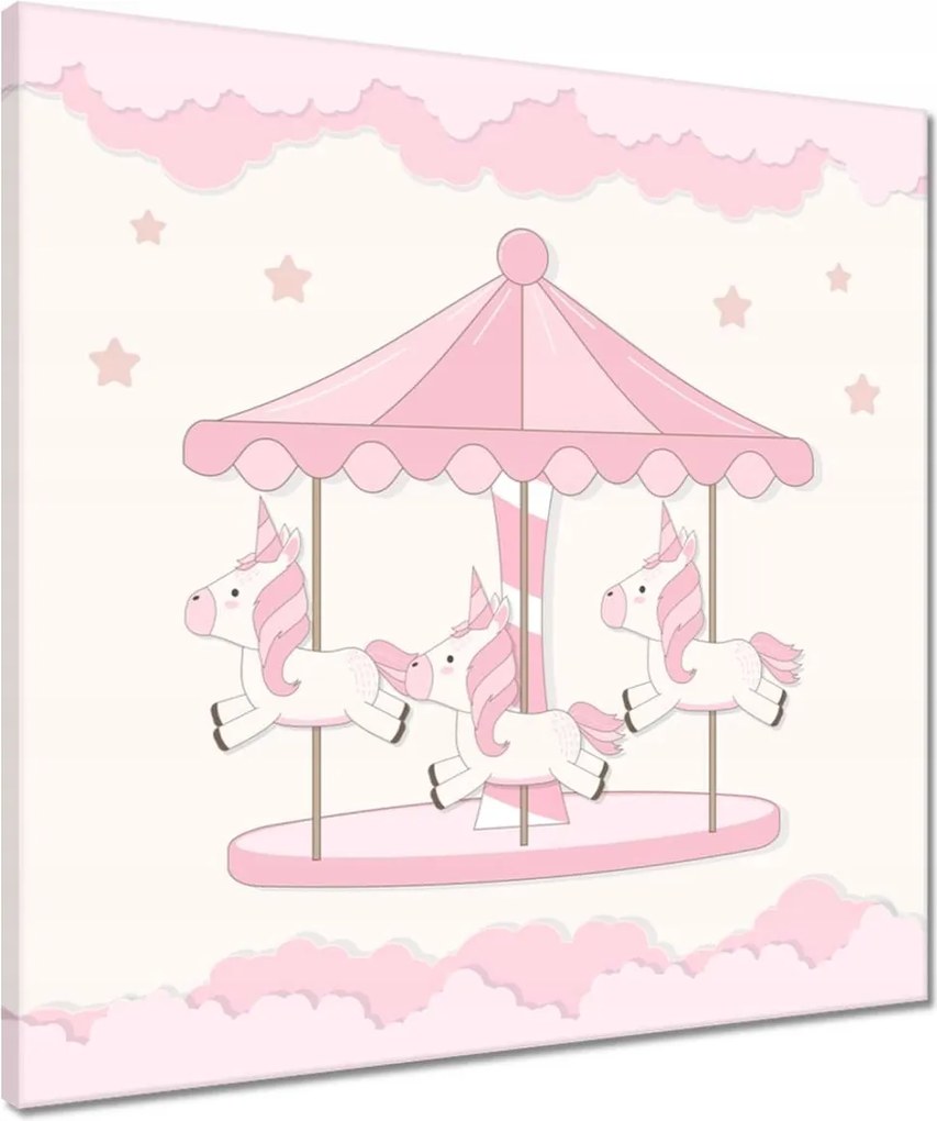 Vászonkép 50x50 Rózsaszín unikornisok a körhintán