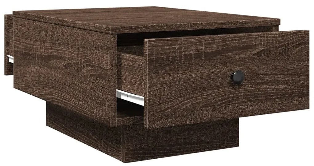 barna tölgy színű szerelt fa dohányzóasztal 60 x 45 x 31 cm