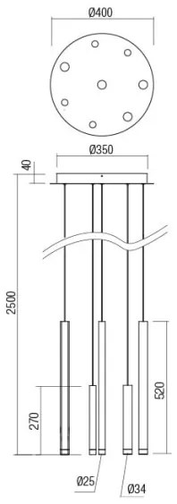 Redo 01-2050 - LED Csillár zsinóron MADISON 8xLED/4W/230V arany