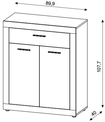 Komód 2 ajtóval és 1 fiókkal Old Style Dark / Matera színkombinációban – LUNA2