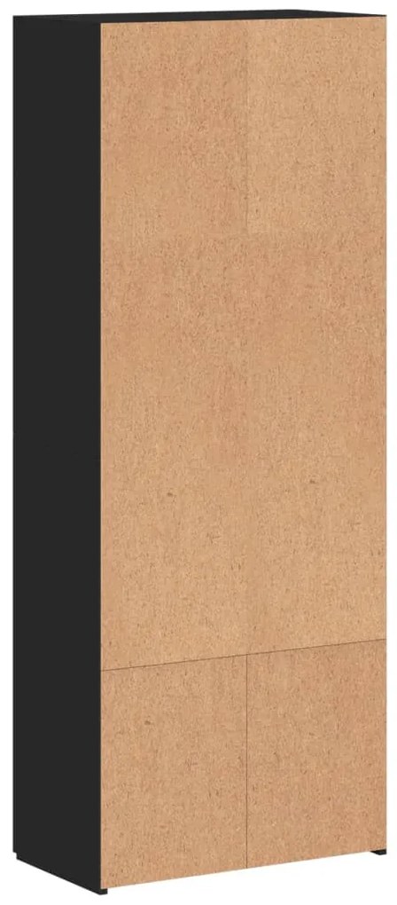 fekete szerelt fa irattartó szekrény 60 x 32 x 153 cm