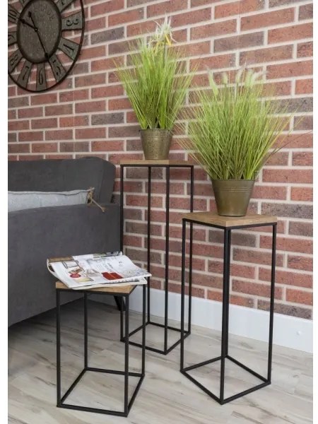 BASICLOFT virágtartó állvány 40x24 cm fekete/barna