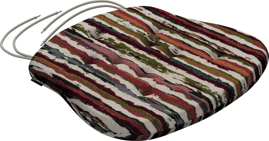 Filip székpárna 41x38 piros-zöld csíkos, krémszínű alapon