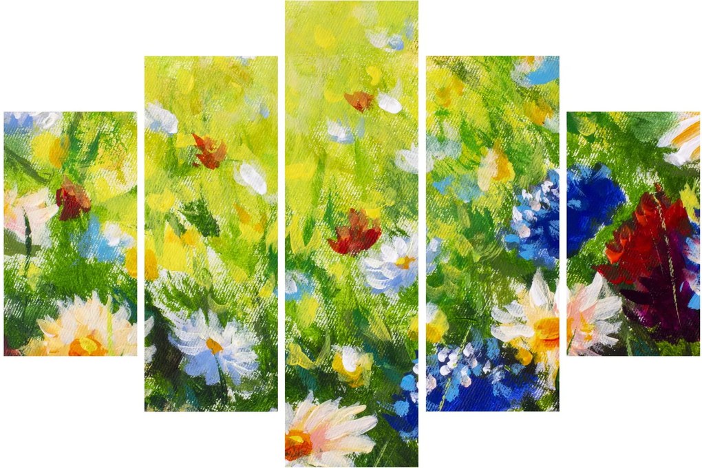 Virágzó rét képe, olajfestmény (150x105 cm)