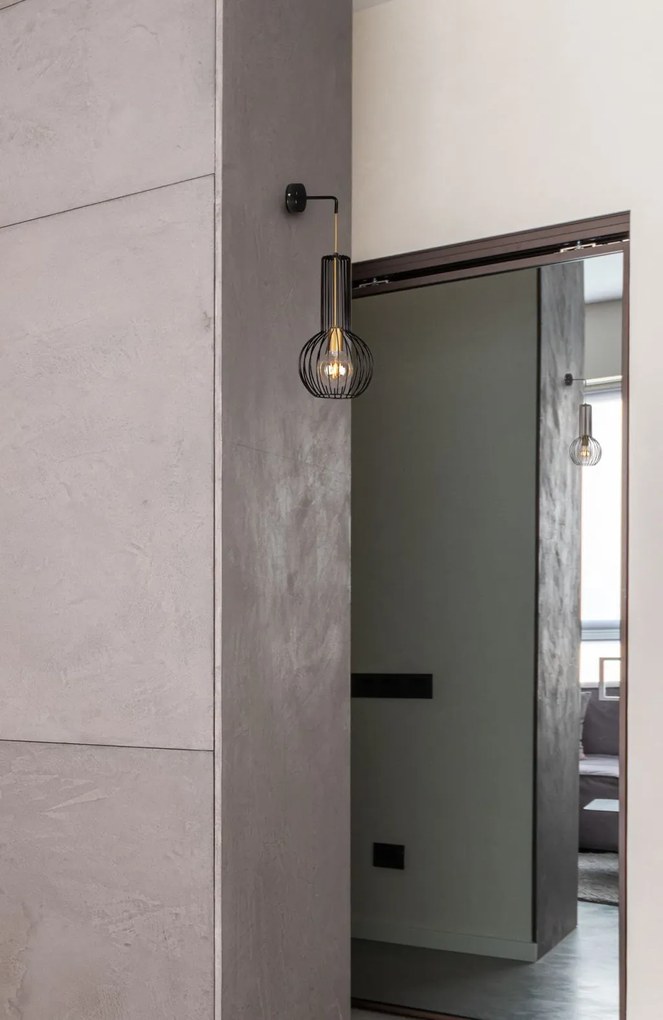 KAJA K-4523 ARVI BLACK Fekete Színű Fali Lámpa 1xE27 15W IP20