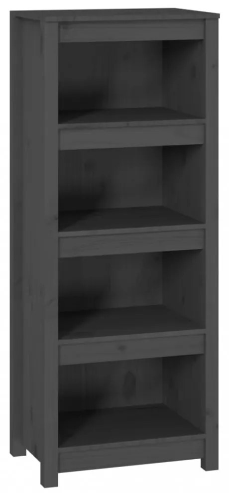 szürke tömör fenyőfa könyvszekrény 50x35x125,5 cm