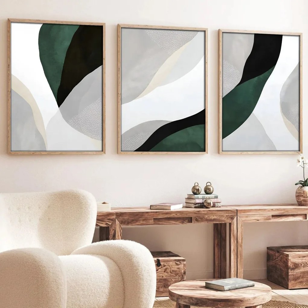 Huhu229 keretezett MDF falikép, 50 x 70 cm, 3 db-os szett