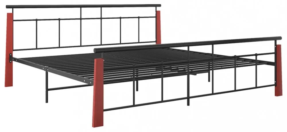 fém és tömör tölgyfa ágykeret 200 x 200 cm