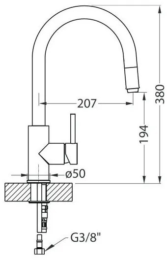 ALVEUS 1129022 - Mosogatócsap kihúzható permetezővel DELOS 38 cm gránit/fekete