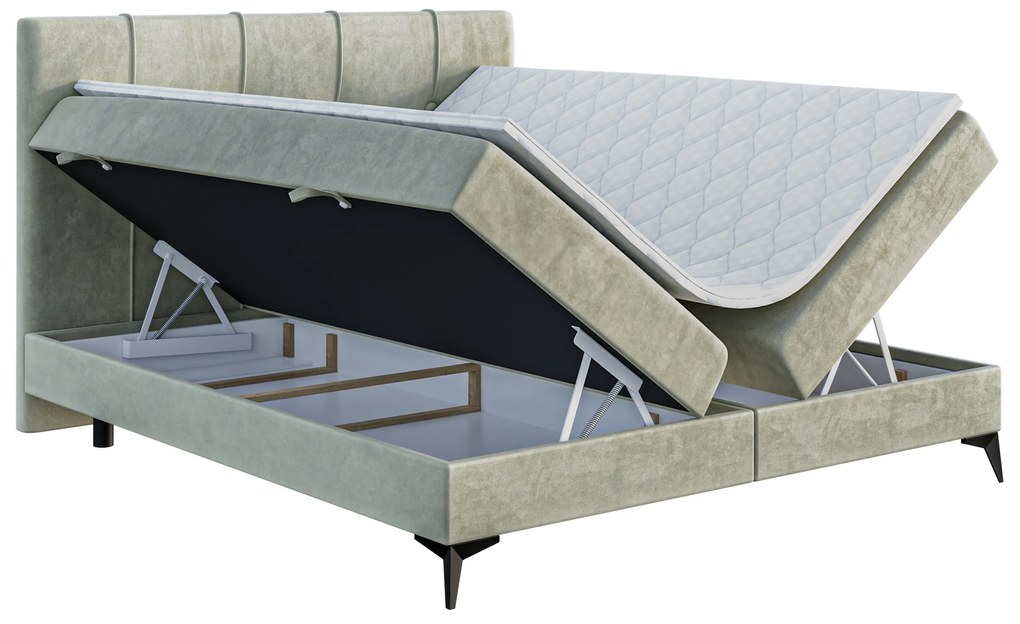 Franciaágy Boxspring 200 cm Roseann (világos bézs) (matraccal és tárolóhellyel). Akció -17%. 1054612