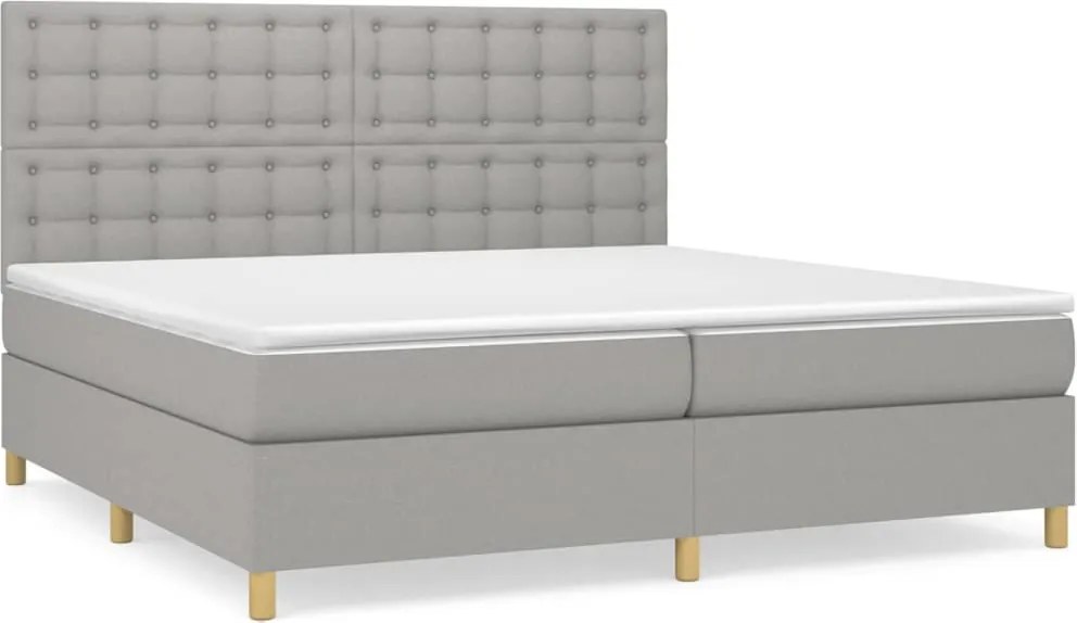 vidaXL világosszürke szövet rugós ágy matraccal 200 x 200 cm