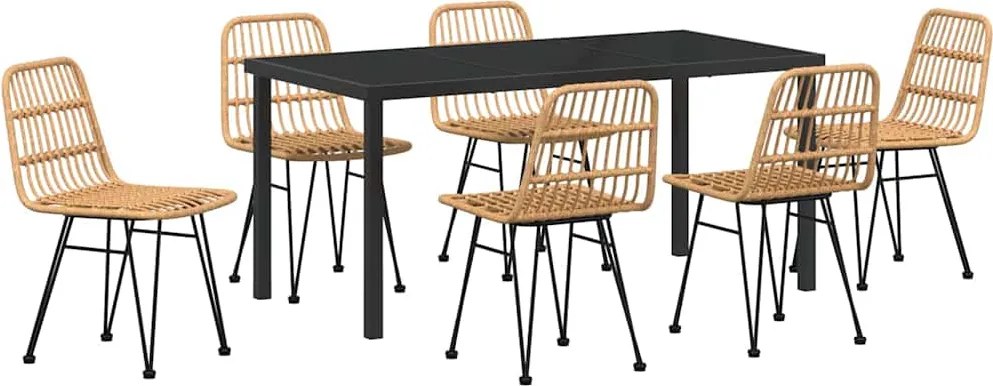 vidaXL Kert étkező szett 7 pcs Barna Porszórt acél