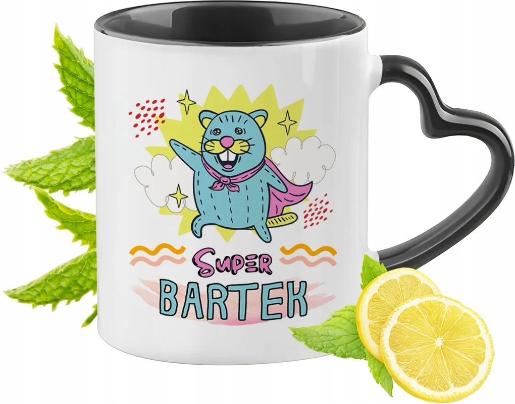 Fekete Bögre Szív Alakú Füllel Bartóknak Ideális Ajándék