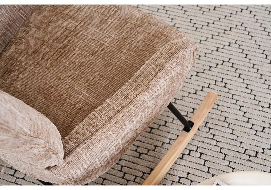 Hintaszék, relaxációs szék kordbársony kárpitozással, bézs-khaki színű