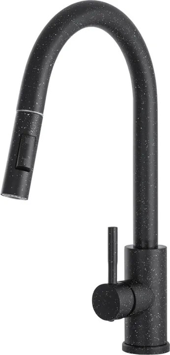 Gamma Taru II. Mosogató Csaptelep - Kihúzható, Zuhanyfejes, Szemcsés Fekete