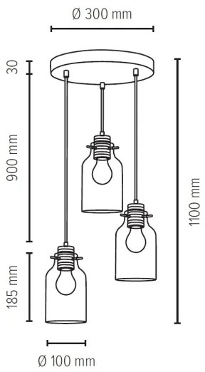 Spot-Light 1760374R - ALESSANDRO 3 ágú függeszték E27 60W 230V