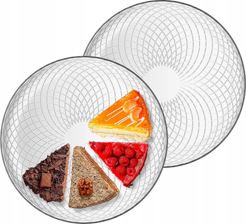 Desszerttányér Nagy Üveg Patera 2 db-os szett sütemény