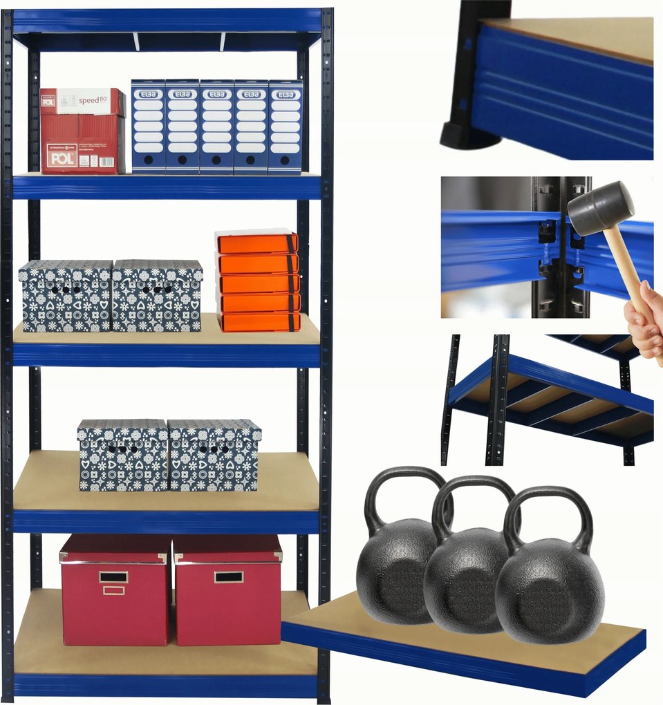 Műhelypolc fém állvány Helios 196x90x35cm 5Px350kg Gyártó