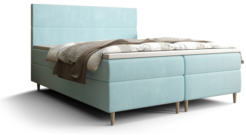 Franciaágy  Boxspring 160 cm Flu (világoskék) (matraccal és tárolóhellyel). 1046543
