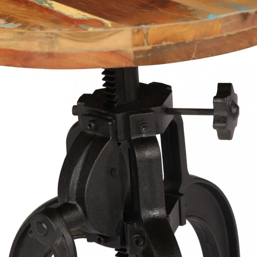 tömör újrahasznosított fa és öntöttvas kisasztal 45x(45-62) cm