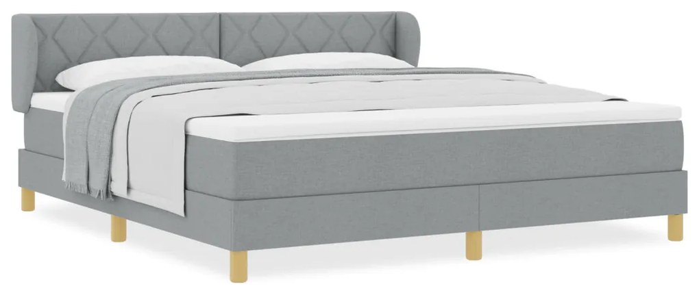 Boxspring Ágy Matrac Készlettel - Világosszürke, 180x200 cm, Szövet