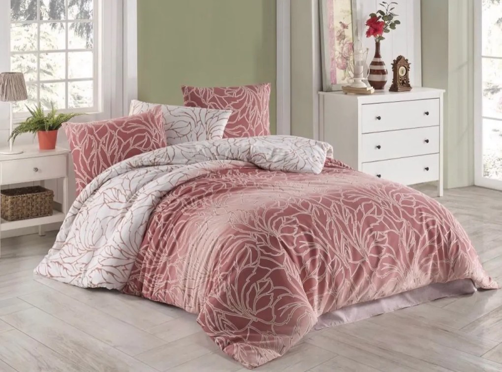 Pamut ágytakaró Fatima Pink TiaHome - 140x220cm + 1 db 50x70cm