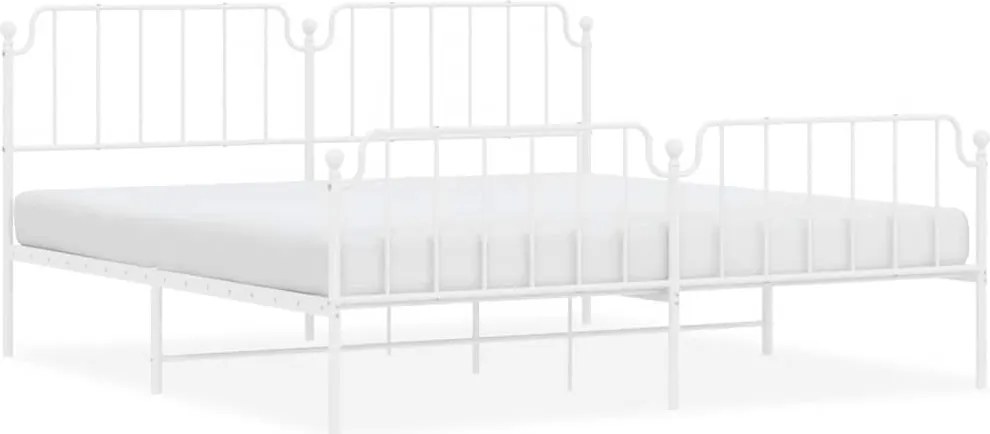 vidaXL fehér fém ágykeret fej- és lábtámlával 193 x 203 cm