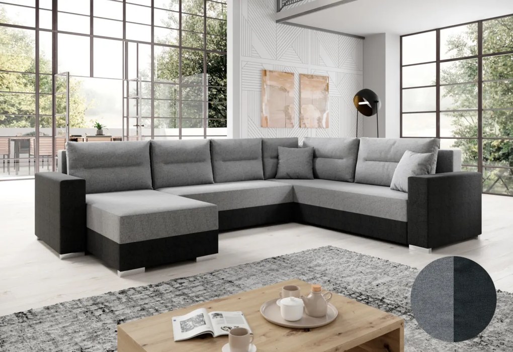 WHALE U alakú ülőgarnitúra, 314x90x217, berlin 02/madryt 1100