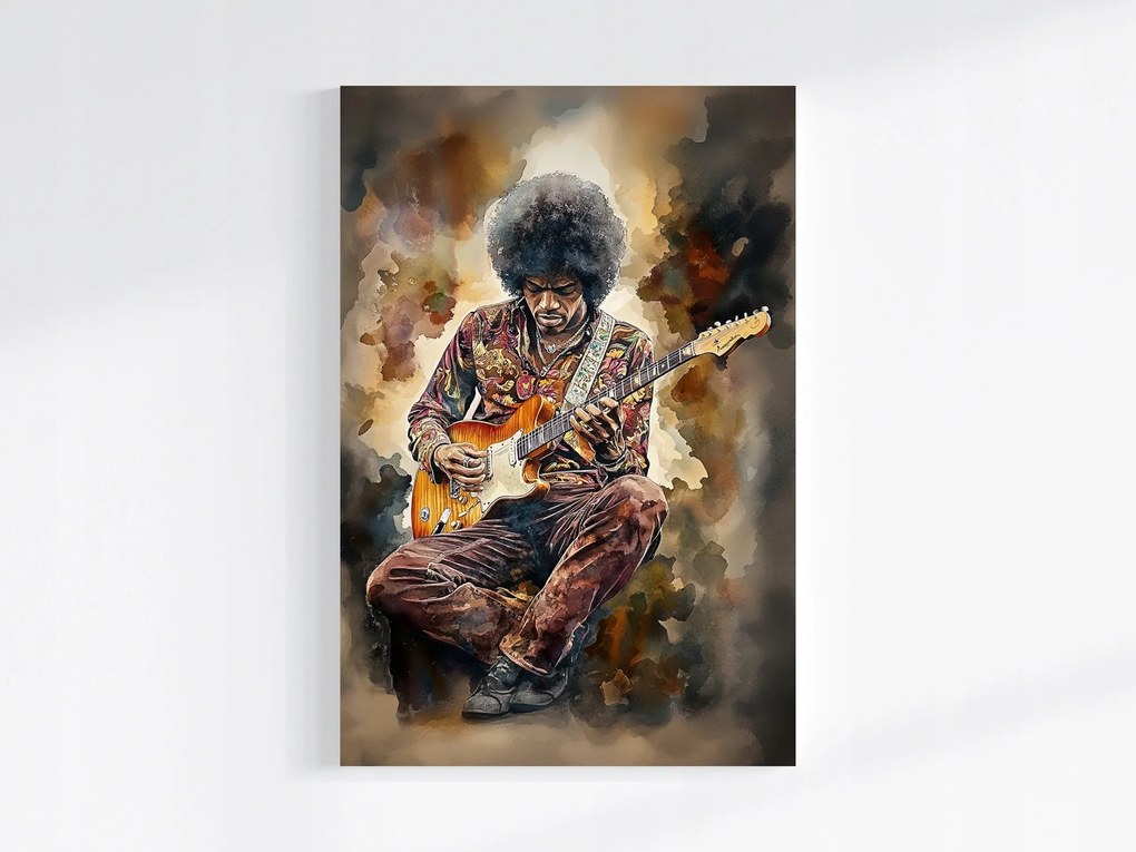 Vászonkép Canvas Akvarell Portré Férfi Gitáros Zene 80x120